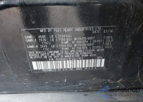 2015 Subaru Outback 2.5I Premium z USA, uszkodzony, nr VIN 4S4BSACC8F3211903